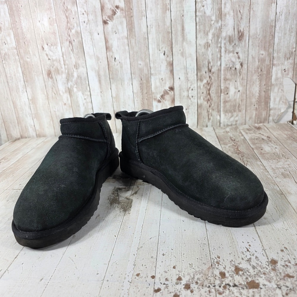 UGG Classic Ultra Mini Black Suede Ankle Boots 1116109 Womens 9 - Picture 6 of 8